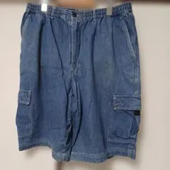 デニムカーゴハーフパンツ Lサイズ ウエストゴム カジュアル