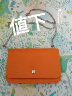 ロンシャン　革　チェーン　ショルダーバッグ