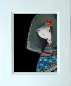 ❤️新作 油絵 市松人形 菅家令子 絵画インテリア 額(白) F6-010426 ❤️新作 油絵 市松人形 菅家令子 絵画インテリア 額(白) F6-010426