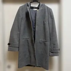 grovフード付きロングコート グレー