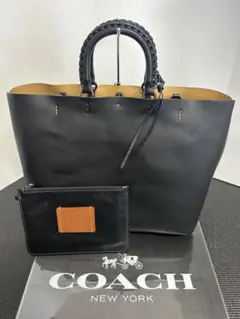 COACH コーチ ローグ ハンドバッグ トートバッグ 本革 レザー ブラック