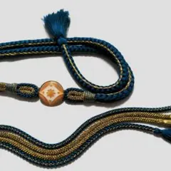 振袖用☆青と金の花柄帯締め☆成人式