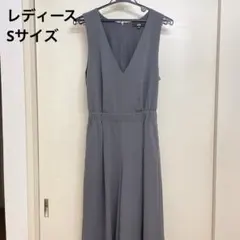 UNIQLO Vネック オールインワン ワイドパンツ グレー Sのサムネイル