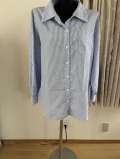 SHEIN ストライプシャツ 長袖 ブルー