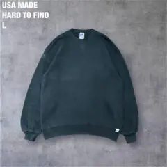 USA製 Russell Athletic 黒無地スウェット L 前V ガゼット