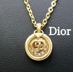 美品✨ディオール、CDロゴ_サークル型ストーンネックレス、ヴィンテージ_062