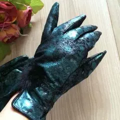 在庫切れ！ラム革手袋 プリントラメ入り/GR