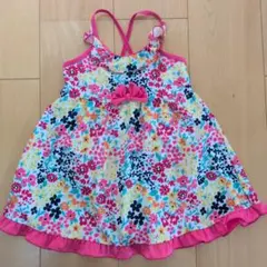 キッズ 水着 ワンピース 花柄 フリル ピンク
