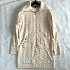 ラルフローレン カシミヤ ケーブル ダブルジップ 両面 ロングニット カーデ