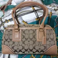 【美品】 COACH Signature ハンドバック　シグネチャー　ブラウン