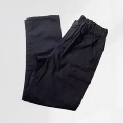 GU キッズ　ストレッチストレートカーゴパンツ　ブラック　150