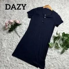 新品　DAZY ミニワンピース　ネイビー　半袖ハーフボタン　xl