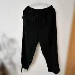 カジュアル ブラックパンツ ゴムウエスト カットオフ　M