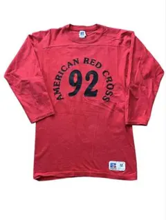 復古 1990 年代 美國製 RUSSELL 拉塞爾 美式足球 T 恤 M 號 紅色