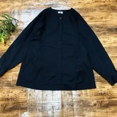 Uniqlo U ユニクロユー ノーカラーシャツ ブラウス M ブラック 美品
