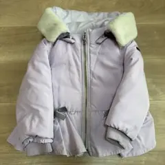 ファー付きダウンコート　女の子　90 薄紫　ラベンダー