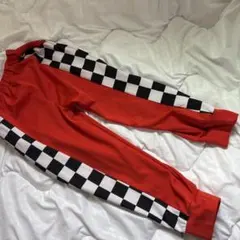 オレンジと白のチェッカーパターン ボトムス