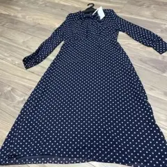アンタイトル　ネイビー 水玉 長袖 ワンピース　新品未使用　値下げ