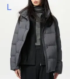 UNIQLO パウダーソフトダウンジャケット グレー L レディース
