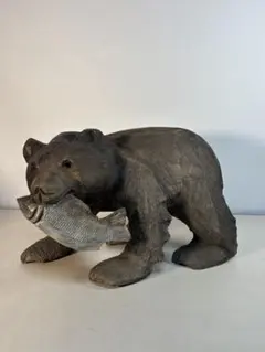 刻印「八江」木彫り熊　置物　北海道　クマ　民芸　古道具　アンティーク