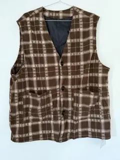 ブラウン チェック柄 ベスト