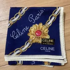 【新品シール付】CELINE セリーヌ ハンカチ チェーン柄　薄手ハンカチのサムネイル