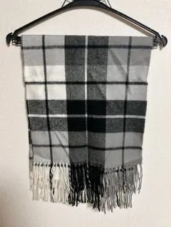 アクリル製グレー系チェックマフラー