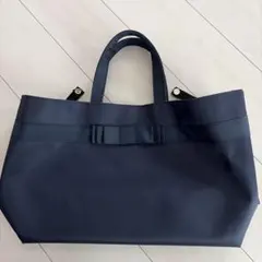 ネイビー リボン トートバッグ　小学校受験用のサムネイル