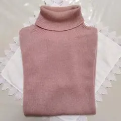 ピンクラメ入り ハイネック 半袖ニット 可愛い 日本製