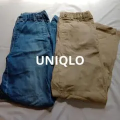 UNIQLO　kids ロングパンツ 2点セット デニム ベージュ　まとめ売り
