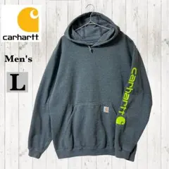 Carhartt パーカー L グレー 袖ロゴ カーハート フーディ 裏起毛