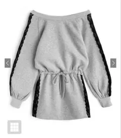 GRL オフショルダー サイドレーススウェットワンピース グレー ru1314