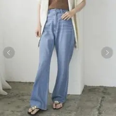 【未使用】綿麻デニムセミフレアパンツ