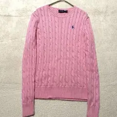 상태좋음 ✨ ポロラルフローレン ケーブルニット コットン クルーネック ピンク S