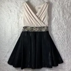 美品 グレースコンチネンタル 切替ドレスワンピース ビジュー装飾 日本製 S