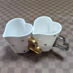 Francfranc ペアマグカップ ハート型 シルバー＆ゴールド