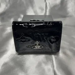 新品VivienneWestwood エナメル黒 ブラック 三つ折り財布 大人気