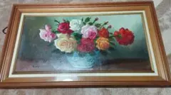 内田 晃 作品 油絵 バラ 薔薇 花瓶 - メルカリ