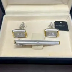 【極美品】バーバリー　ヴィンテージ　カフスボタン　ネクタイピン　3点セット