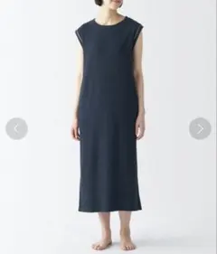 無印良品 婦人　着るタオル　両面パイル　ノースリーブワンピース ネイビーのサムネイル