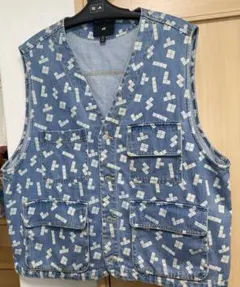 H&M テトリスコラボ⭐︎ メンズX L デニムベスト⭐︎