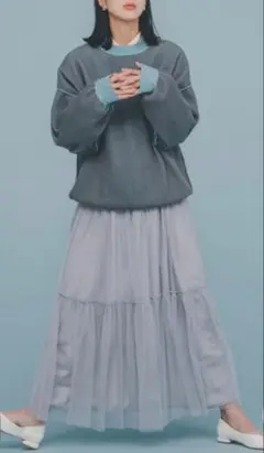 グレー チュール キャミワンピース ロング丈　未使用　THE SHOP TK