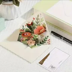 高級感 花柄3Dポップアップカード for you　金色メッセージカード ①
