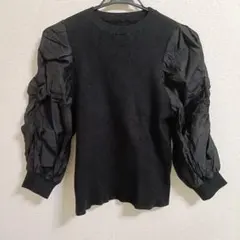JUSGLITTY ジャスグリッティー/ 袖コンシャス リブ トップス 黒のサムネイル