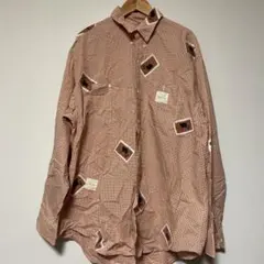 【美品】カールヘルム　シャツ　チェック　オレンジ　Mサイズ