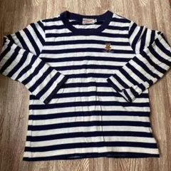 ミキハウス　ボーダー　くま刺繍　長袖Tシャツ　100