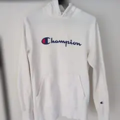 Champion ホワイト フード付きパーカー　スウェットパーカー　トレーナー