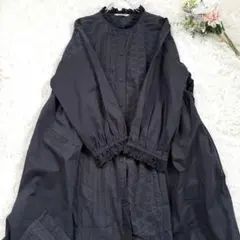 美品✨サマンサモスモス ロングワンピース 長袖 前開き 2way 襟袖口レース