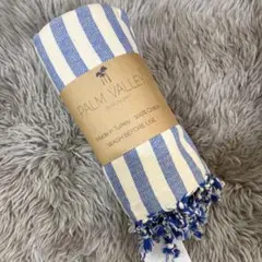 PALM VALLEY ストライプタオル 大判 100%コットン　⭐︎ブルー