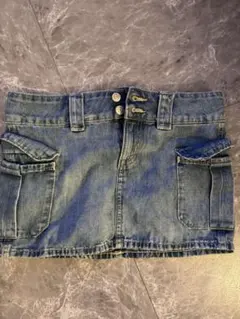 台形y2kデニム ミニスカート フロントポケット付き